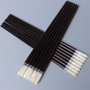 Đũa Gỗ Trắc Đen Gắn Ốc Bọc Bạc Đầu Tròn Cao Cấp #MD2906-00001