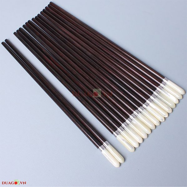 Đũa Gỗ Trắc Đen Gắn Ốc Bọc Bạc Đầu Tròn Cao Cấp #MD290600002