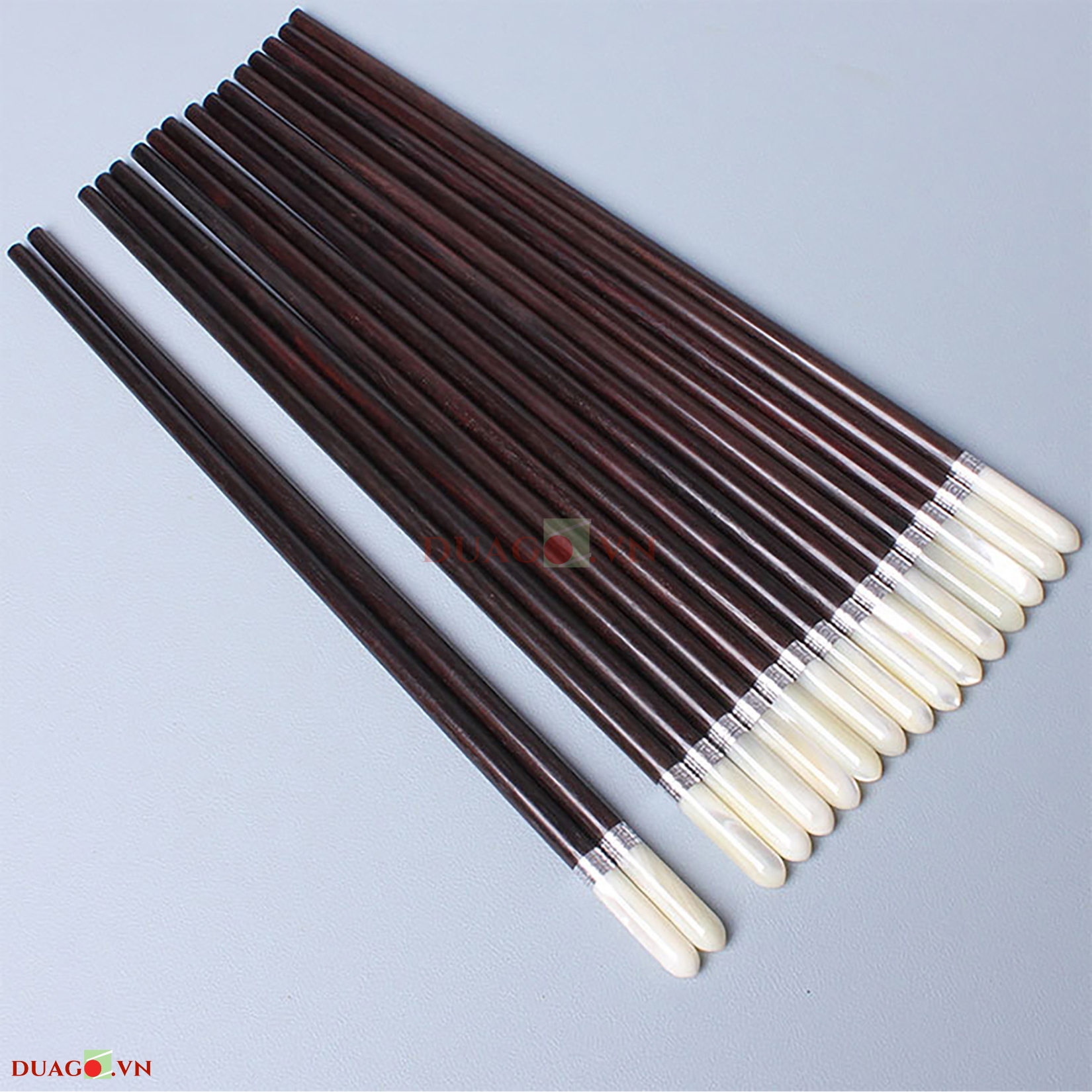 Đũa Gỗ Trắc Đen Gắn Ốc Bọc Bạc Đầu Tròn Cao Cấp #MD290600002