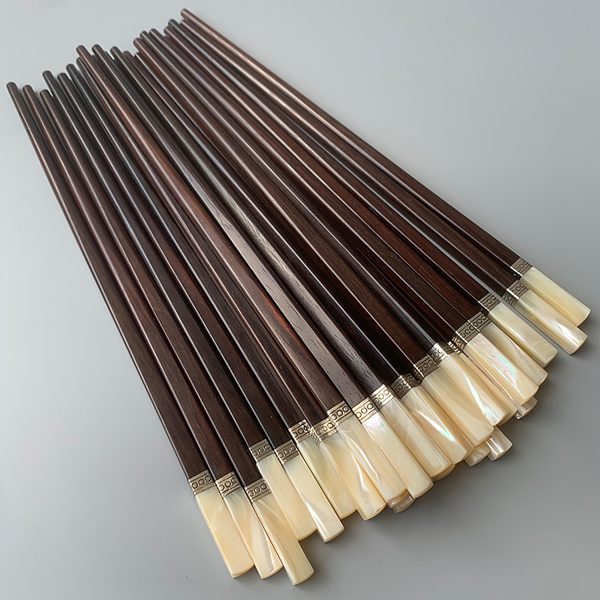 Đũa Gỗ Trắc Gắn Ốc Bọc Bạc Đầu Vuông Cao Cấp #MD290200006
