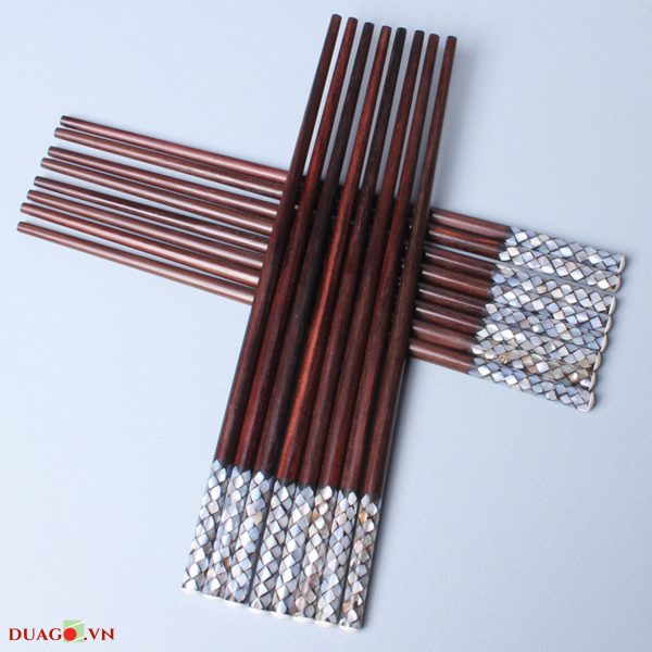 Đũa Tròn bằng gỗ Trắc khảm Vẩy Rồng00003