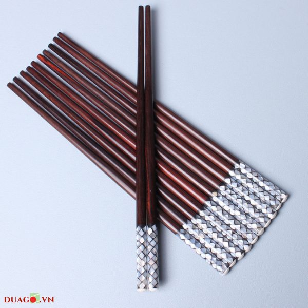 Đũa Tròn bằng gỗ Trắc khảm Vẩy Rồng00006